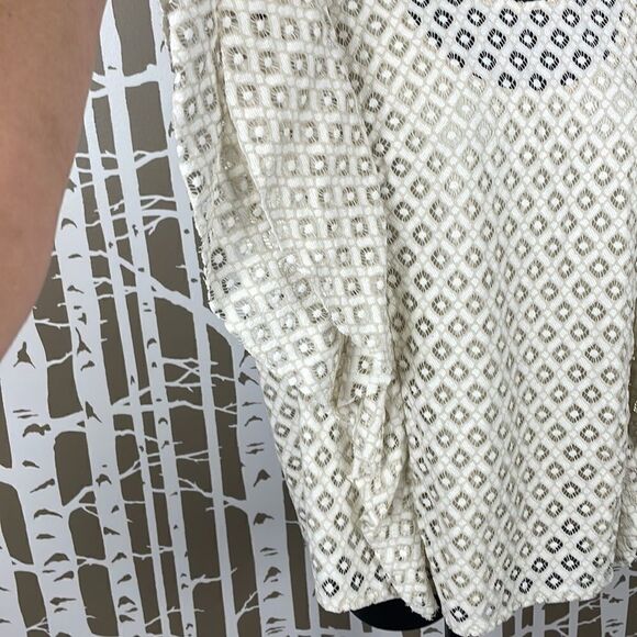 Boho Crochet Lace Ruffled Sleeve & Side Top sz 1X - Picture 6 of 9